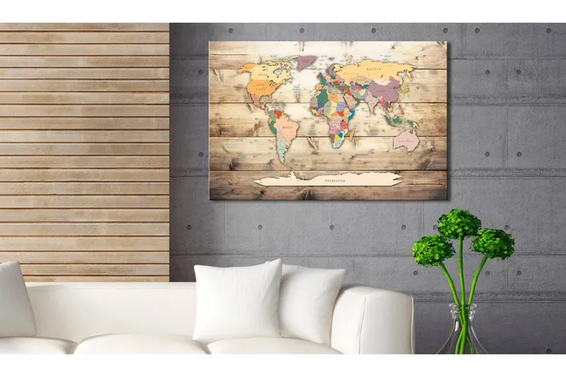 Tavla World Map: Colourful Continents 120x80 - Artgeist sp. z o. o. — Artgeist sp. z o. o.