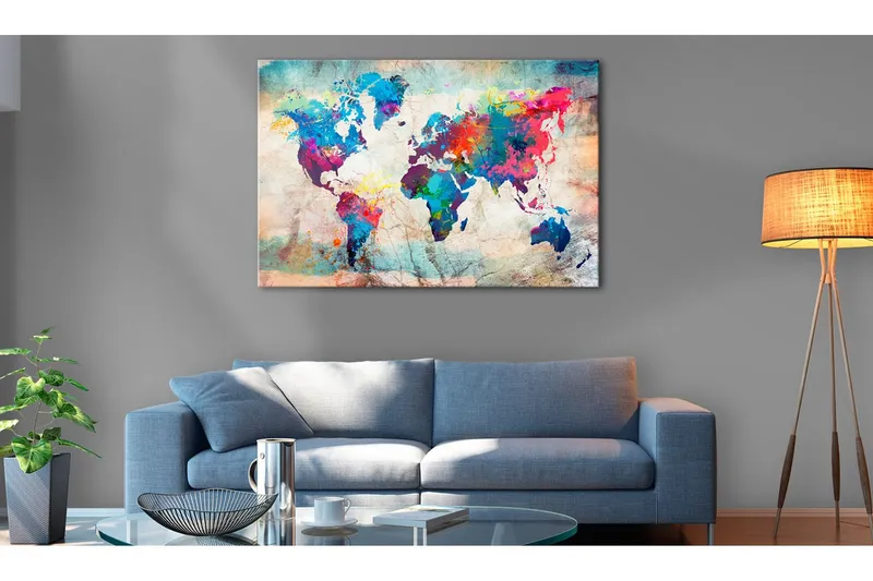 Tavla World Map: Colourful Madness 120x80 - Artgeist sp. z o. o. — Artgeist sp. z o. o.