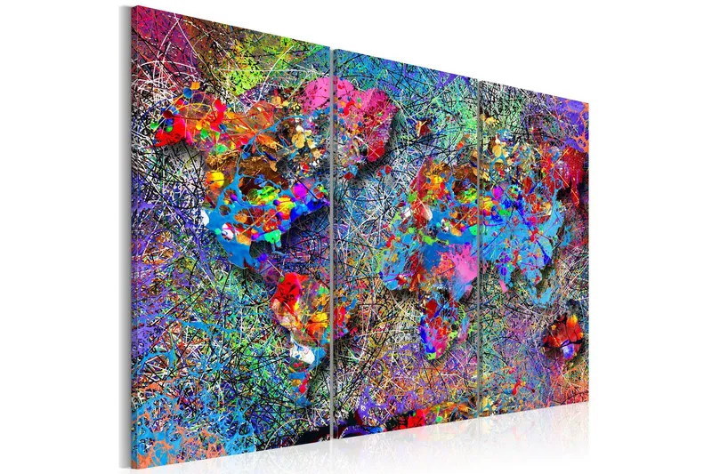 Tavla World Map Colourful Whirl 90x60 - Artgeist sp. z o. o. — Artgeist sp. z o. o.