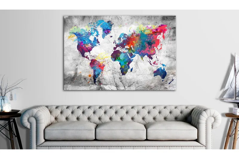 Tavla World Map: Grey Style 90x60 - Artgeist sp. z o. o. — Artgeist sp. z o. o.