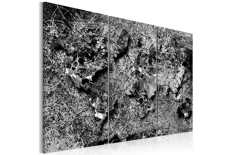 Tavla World Map Grey Thread 120x80 - Artgeist sp. z o. o. — Artgeist sp. z o. o.