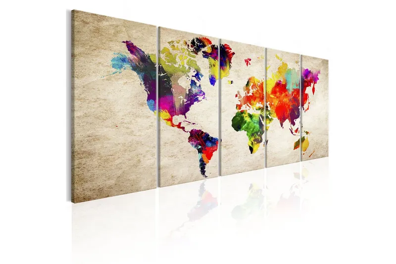 Tavla World Map Painted World 225x90 - Artgeist sp. z o. o. — Artgeist sp. z o. o.