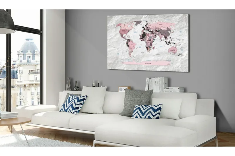 Tavla World Map: Pink Continents 60x40 - Artgeist sp. z o. o. — Artgeist sp. z o. o.