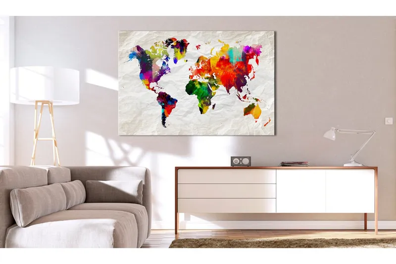 Tavla World Map: Rainbow Madness 90x60 - Artgeist sp. z o. o. — Artgeist sp. z o. o.