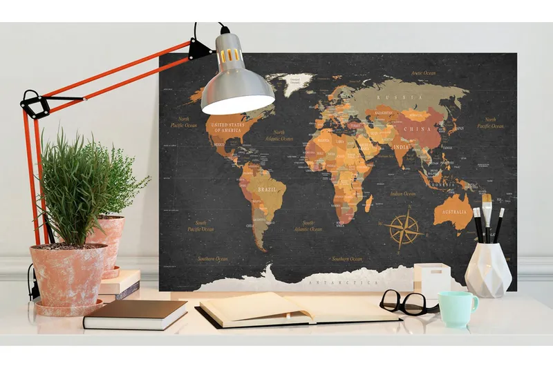 Tavla World Map: Secrets of the Earth 90x60 - Artgeist sp. z o. o. — Artgeist sp. z o. o.