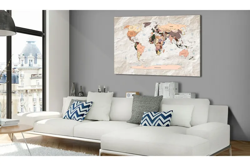Tavla World Map: Stony Oceans 90x60 - Artgeist sp. z o. o. — Artgeist sp. z o. o.