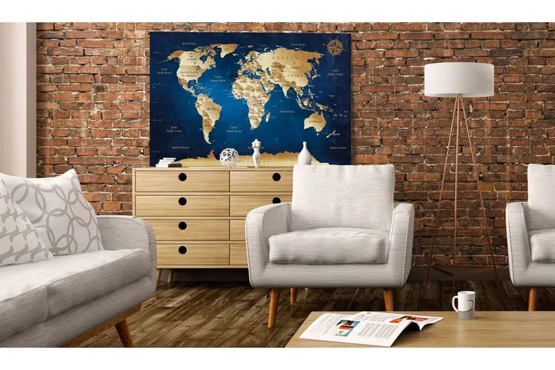 Tavla World Map: The Dark Blue Depths 60x40 - Artgeist sp. z o. o. — Artgeist sp. z o. o.