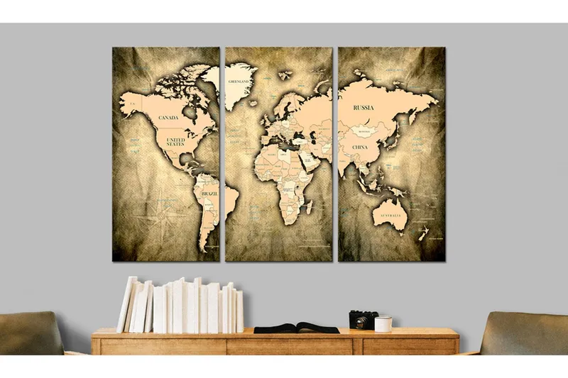 Tavla World Map: The Sands of Time 90x60 - Artgeist sp. z o. o. — Artgeist sp. z o. o.