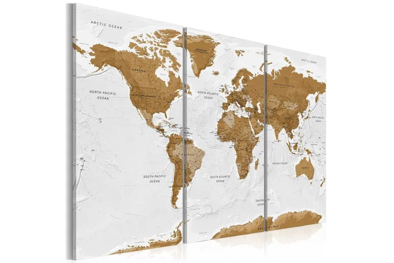 Tavla World Map White Poetry 90x60 - Artgeist sp. z o. o. — Artgeist sp. z o. o.