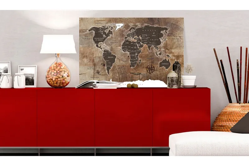Tavla World Map: Wooden Mosaic 90x60 - Artgeist sp. z o. o. — Artgeist sp. z o. o.
