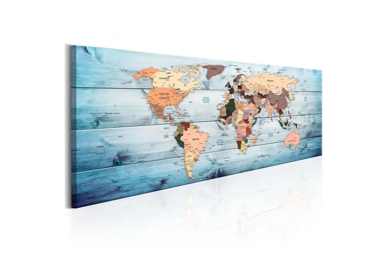 Tavla World Maps: Sapphire Travels 120x40 - Artgeist sp. z o. o. — Artgeist sp. z o. o.