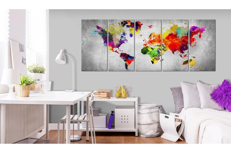 Tavla World on Concrete 225x90 - Artgeist sp. z o. o. — Artgeist sp. z o. o.