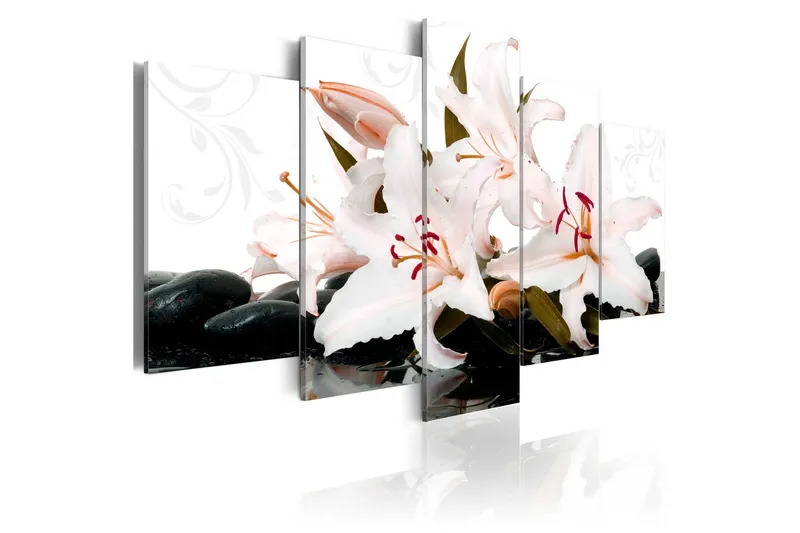 Tavla Zen Stones And Lilies 100x50 - Artgeist sp. z o. o. — Artgeist sp. z o. o.