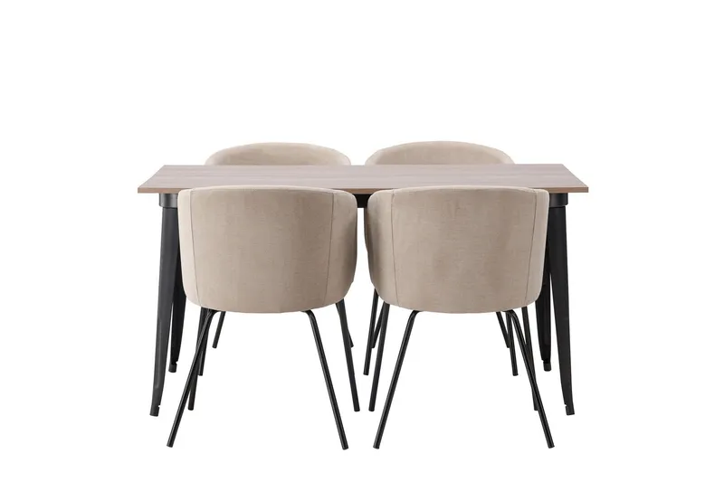 Tempe Matgrupp 140 cm Rektangulär med 4 Berit stolar - Beige (Art.nr 3059372) — Venture Home
