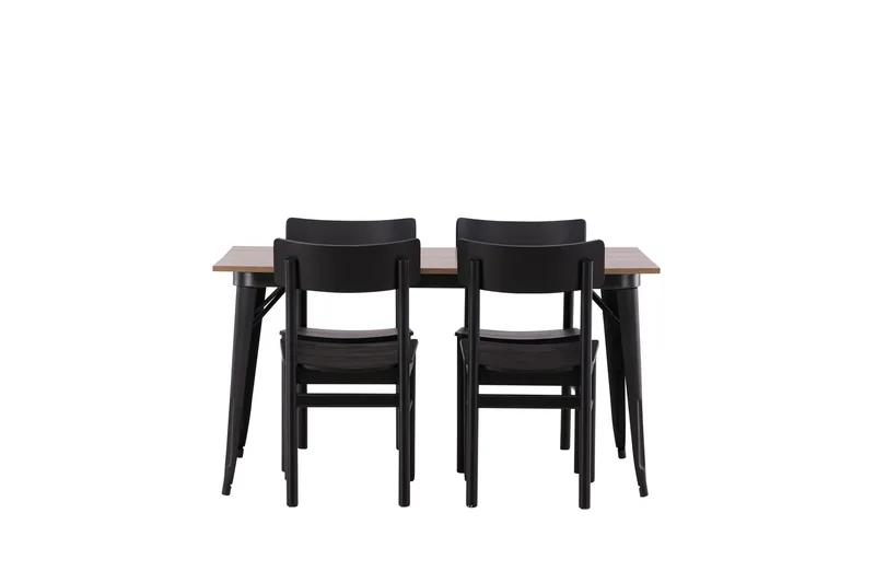 Tempe Matgrupp 140 cm Rektangulär med 4 Montros stolar - Svart — Venture Home