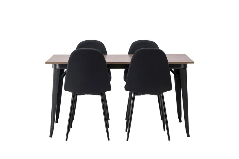 Tempe Matgrupp 140 cm Rektangulär med 4 Polar stolar - Svart — Venture Home