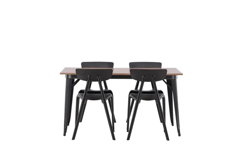 Tempe Matgrupp 140 cm Rektangulär med 4 Ursholmen stolar - Svart — Venture Home