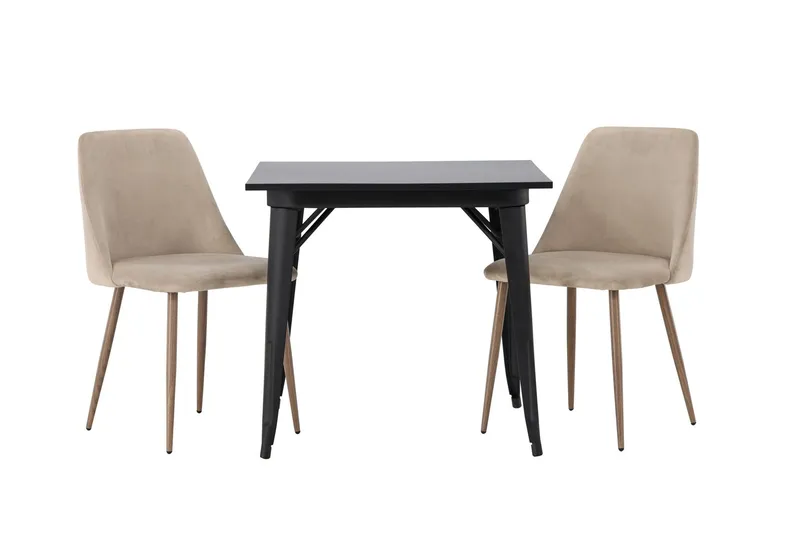 Tempe Matgrupp 80 cm Rektangulär med 2 Night Stolar - Svart — Venture Home