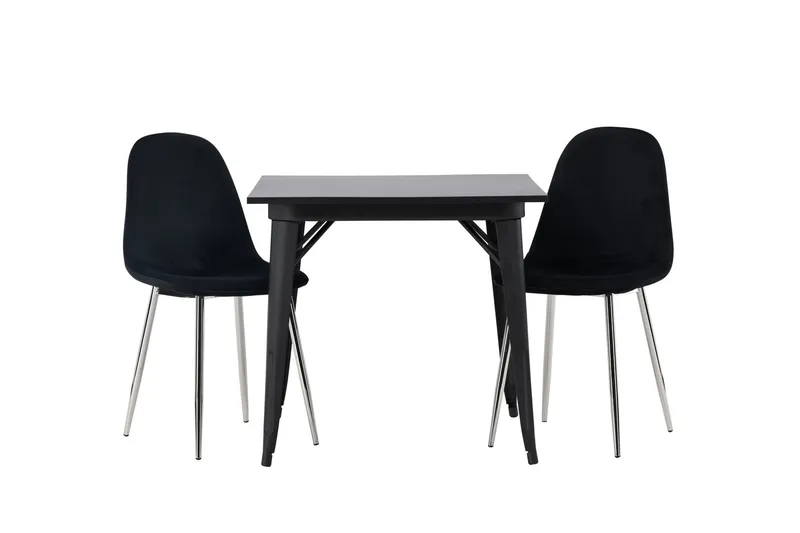 Tempe Matgrupp 80 cm Rektangulär med 2 Polar stolar - Svart (Art.nr 3059635) — Venture Home