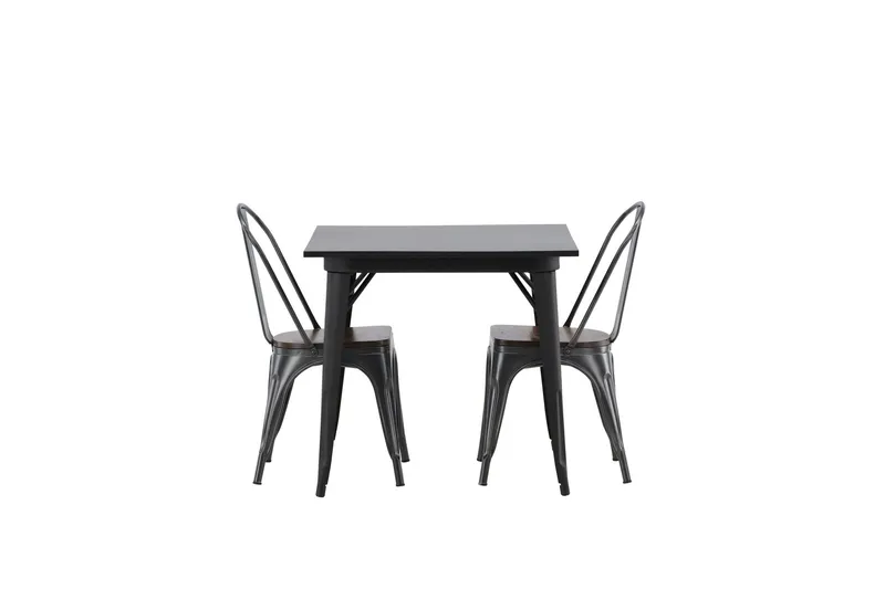 Tempe Matgrupp 80 cm Rektangulär med 2 Tempe stolar - Mörkgrå — Venture Home