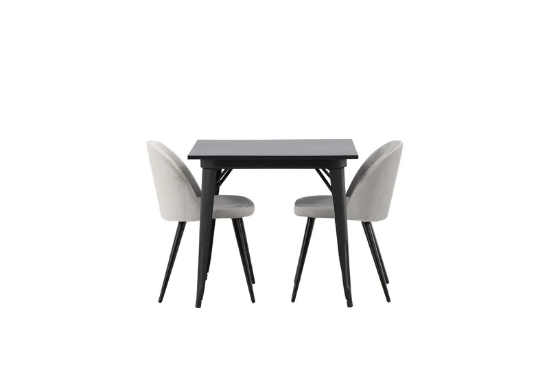 Tempe Matgrupp 80 cm Rektangulär med 2 Velvet stolar - Svart — Venture Home