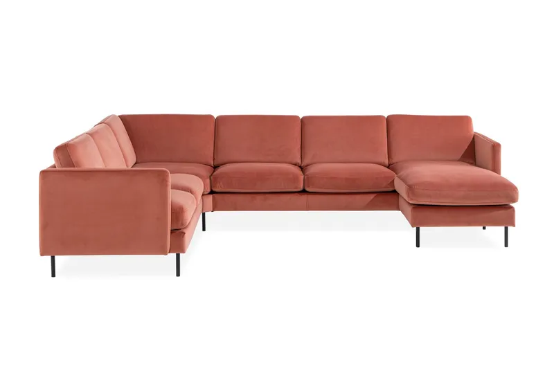 Teodin Hörnsoffa med Divan Höger Sammet - Rosa — Rosa