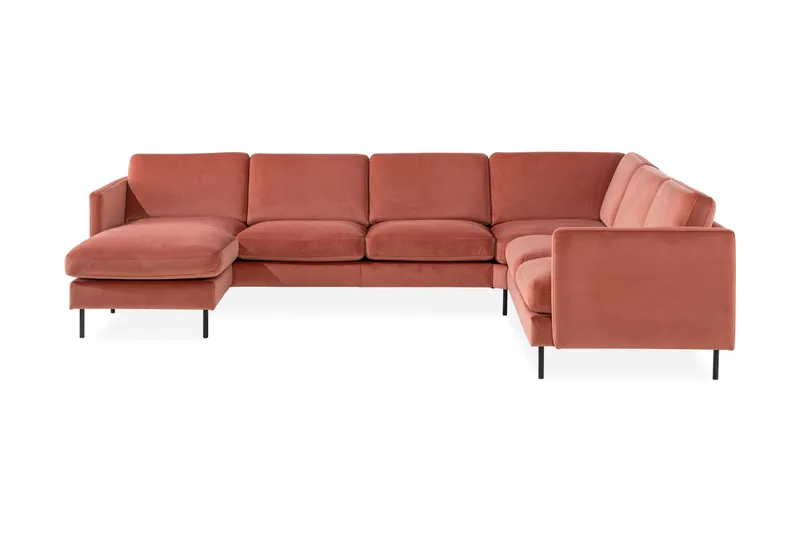 Teodin Hörnsoffa med Divan Vänster Sammet - Rosa — Rosa