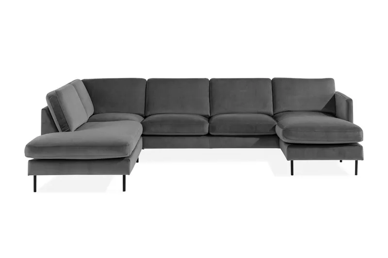 Teodin U-soffa med Divan Sammet Höger - Ljusgrå — Ljusgrå