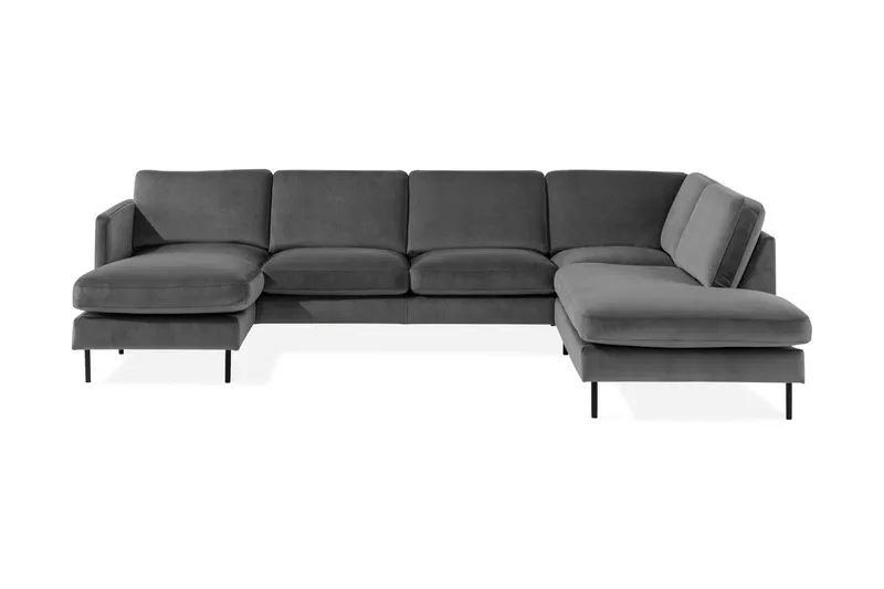 Teodin U-soffa med Divan Sammet Vänster - Ljusgrå — Ljusgrå