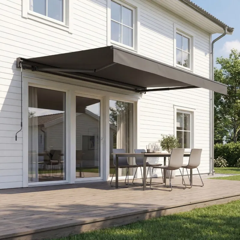 Terrassmarkis 3x2,5 m halvkassett | Motor & fjärrkontroll | Mörkgrå — outl1.se