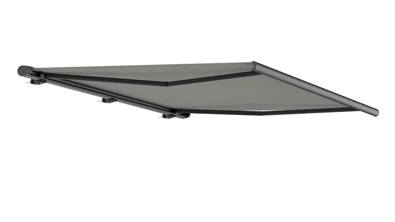 Terrassmarkis helkassett 4x3m \| Motor & fjärrkontroll \| Ljus grå