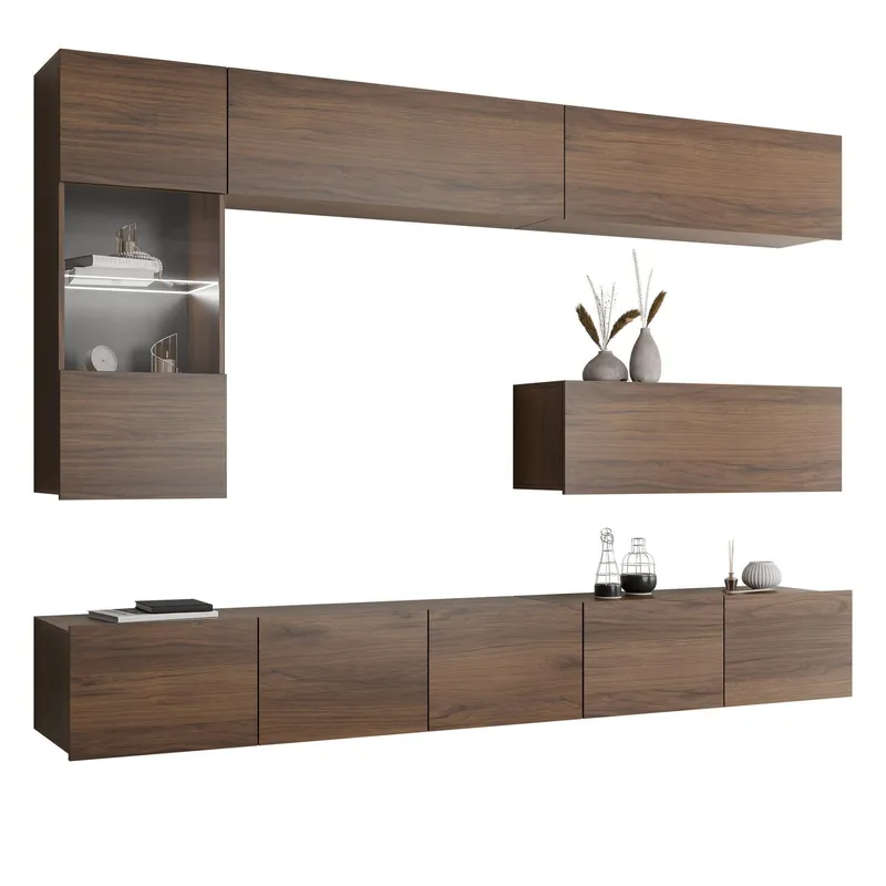 Tessan Tv väggenhet med LED-belysning - brun (Art.nr 3433558) — brun