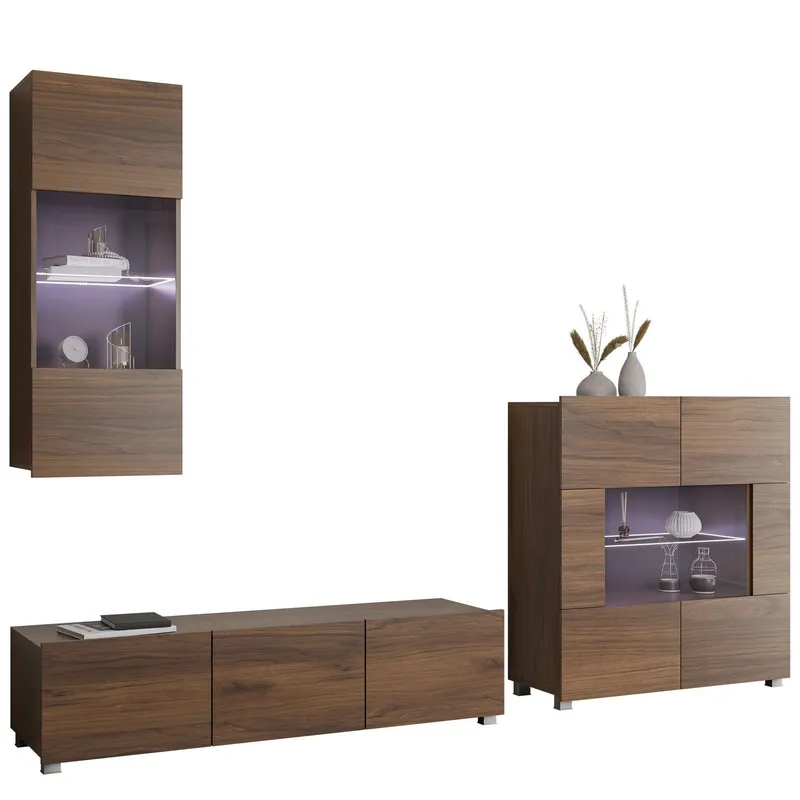 Tessan Tv väggenhet med LED-belysning - brun (Art.nr 3433564) — brun
