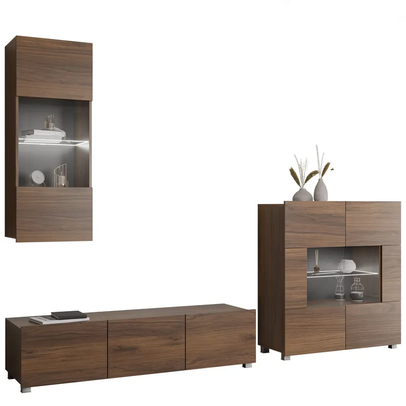 Tessan Tv väggenhet med LED-belysning - brun (Art.nr 3433566) — brun