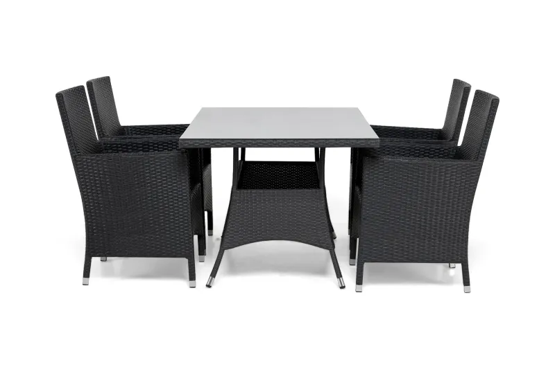 Thor Matgrupp Utomhus 140 + 4 Thor Fåtölj - Svart/Svart — Comfort Garden