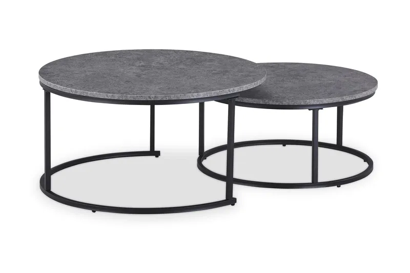 Thyra Satsbord Runt 90 cm 2 bord - Grå / Svart — Basic Home