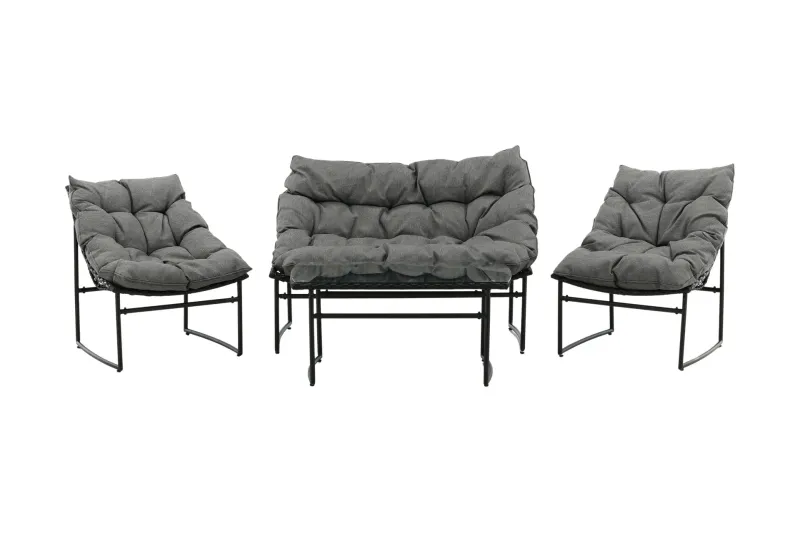 Tina Loungegrupp Utomhus 4-sits - Svart — Venture Home