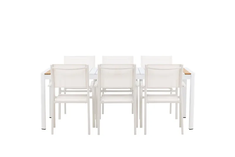 Togo Matgrupp Utomhus 200 cm Rektangulär med 6 Santorini Utestolar - Natur — Venture Home
