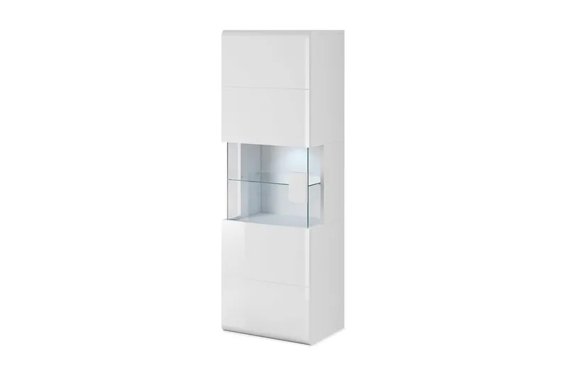Toreno Vitrinskåp 39 djup 53 cm bred 159 cm hög Ljust Trä Glas - Vit — Vit