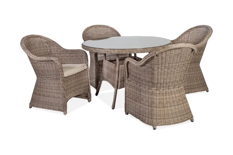 Toscana Matgrupp Utomhus 110 cm inkl 4 Utefåtöljer - Brun — Brun
