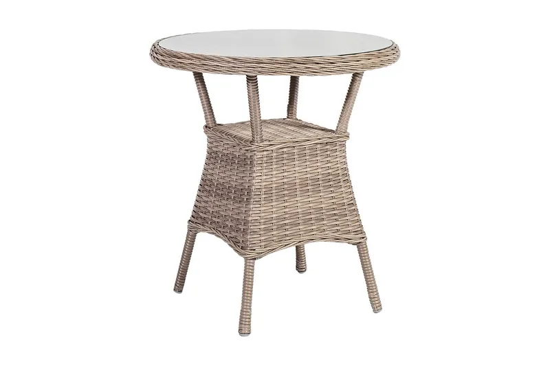 Toscana Runt Cafébord och Bistrobord Utomhus 65 cm Glas Konstrotting - Beige — Beige