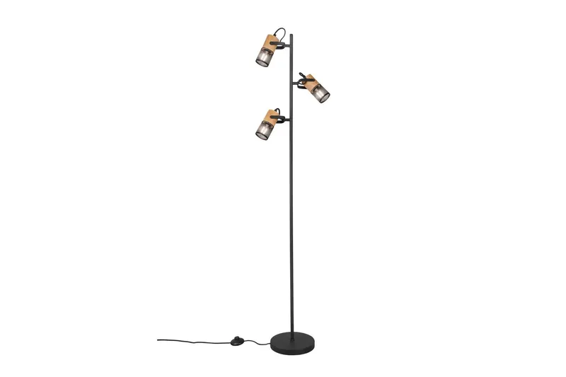 Tosh Golvlampa E27 mattsvart - Natur/Matt svart — Trio Lighting