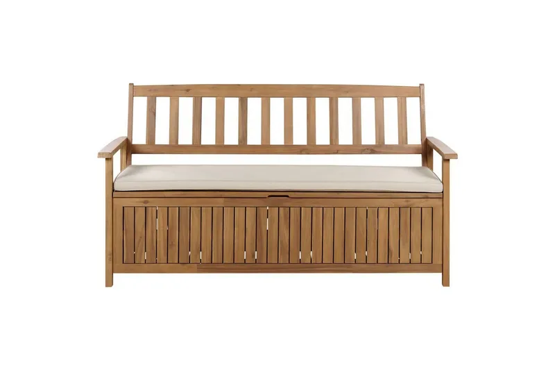 Trädgårdsbänk med dyna Sovana Ljus trä/beige/grå, 160 cm - Ljus trä/beige/grå, 160 cm — Ljus trä/beige/grå, 160 cm