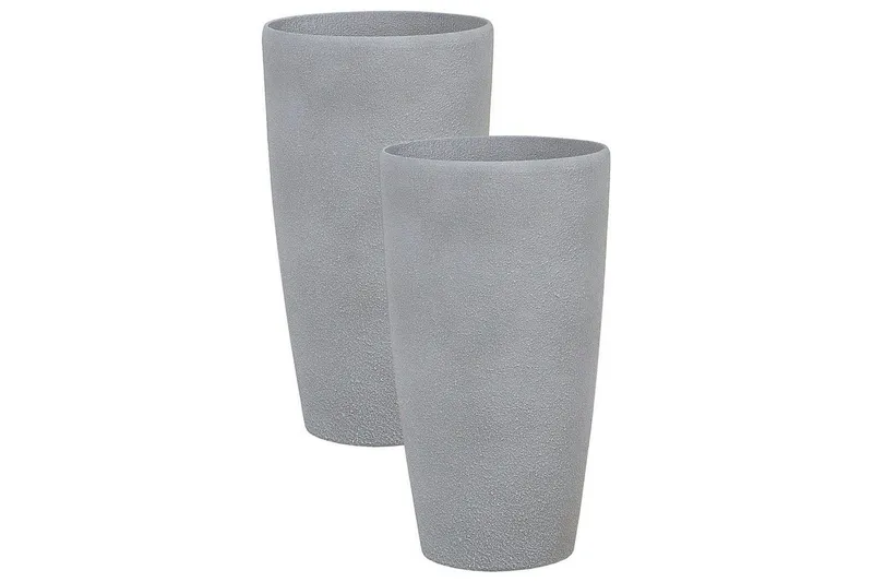Trädgårdskruka Abdera set om 2 Grå, 31x31x58 cm - Grå, 31x31x58 cm — Grå, 31x31x58 cm