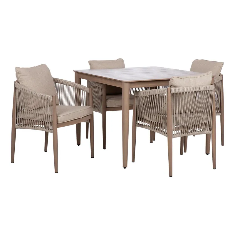 Trädgårdsmöbelgrupp Medina bord och 4 stolar - Beige — Beige