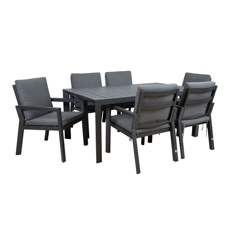 Trädgårdsmöbelgrupp Tomson bord och 6 stolar 61,5 x 68 x 85 cm - Grå — Grå