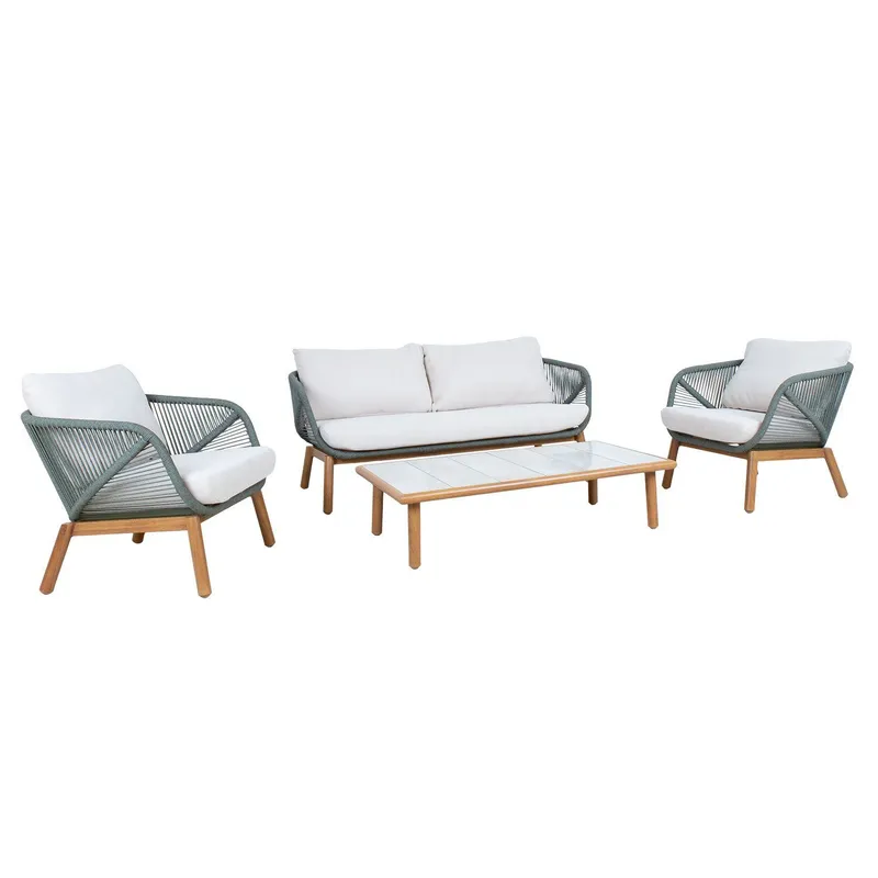 Trädgårdsmöbelgrupp Tuxedo bord, soffa och 2 stolar - Grön — Grön