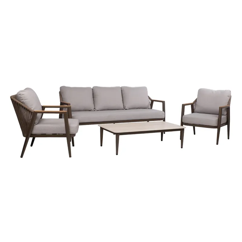 Trädgårdsmöbelset Delia bord, soffa och 2 stolar - Beige — Beige