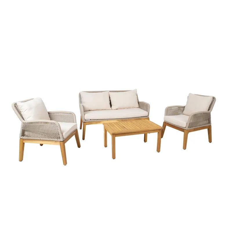 Trädgårdsmöbelset Florida bord, soffa och 2 fåtöljer - Beige — Beige