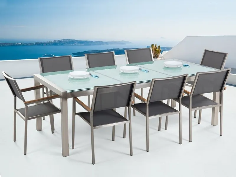 Trädgårdsmöbelset Med Utebord+8 Utestolar Grosseto - Grå — Grå
